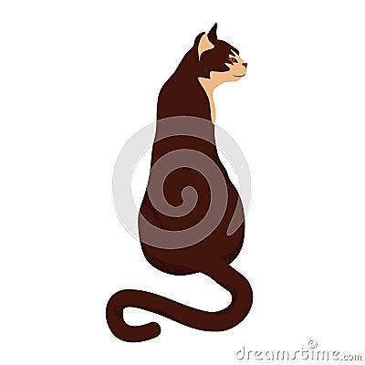 Vector illustration of a brown cat, view from the back. Isolated Vector Illustration